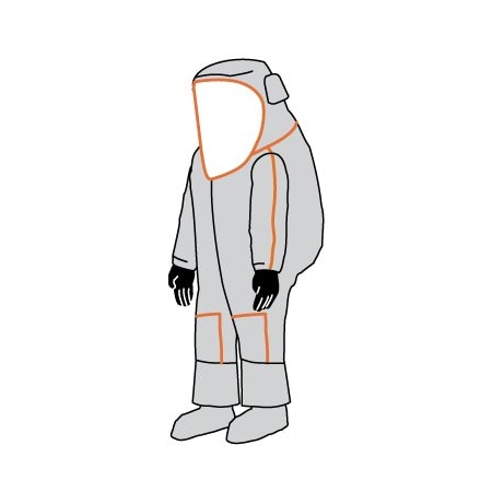 Kappler Frontline 500 NFPA 1990 1991 Certified Vapor Total Encapsulating Suit, Back Entry, Silver, L/XL F5H583SILGXL91